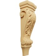 Ekena Millwork 5 1/8"W x 3 3/8"D x 15 1/2"H Medium Acanthus Pilaster Wood Corbel, Alder CORW05X03X16PAAL